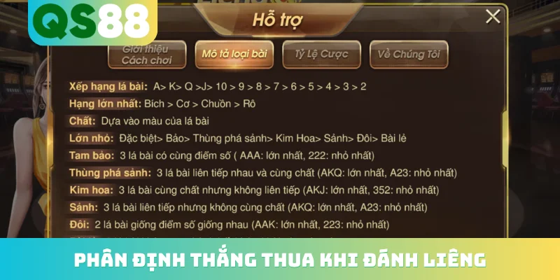 Bài Liêng QS88 - Hướng Dẫn Quy Tắc Sát Phạt Đỉnh Nhất 3 Phân định thắng thua khi đánh liêng