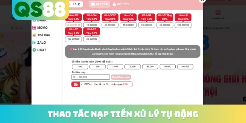 Trang chủ 22 Thao tác nạp tiền xử lý tự động